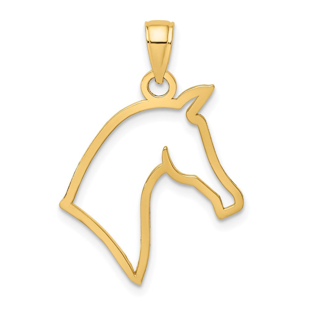 14K Gelbgold Ausgeschnitten Pferd Kopf Profile Charm