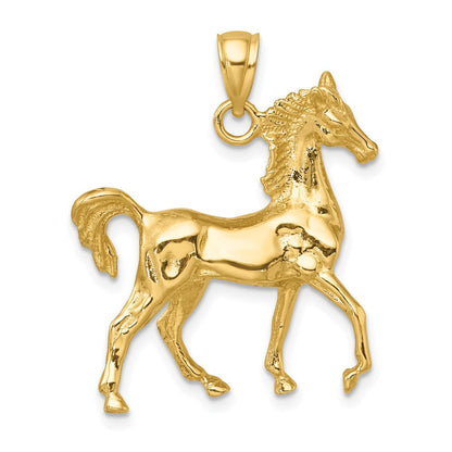 14K Gelbgold 3-D Polierter Pferde-Charm