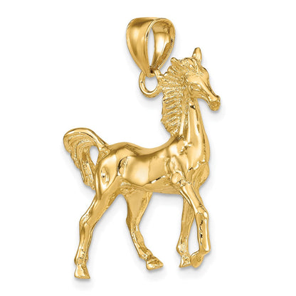 14K Gelbgold 3-D Polierter Pferde-Charm
