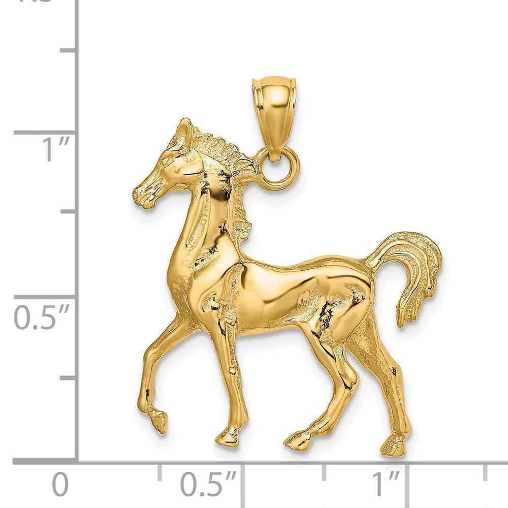 14K Gelbgold 3-D Polierter Pferde-Charm