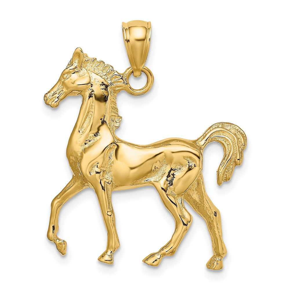 14K Gelbgold 3-D Polierter Pferde-Charm