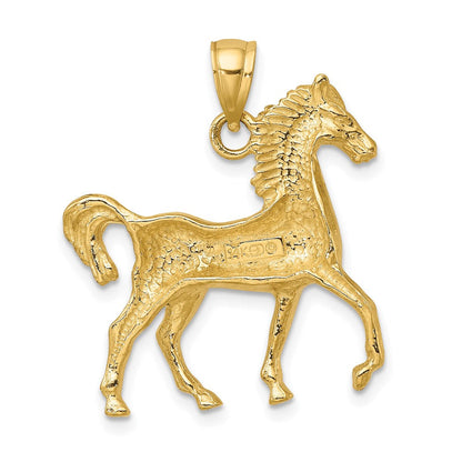 14K Gelbgold Polierter Pferde-Charm