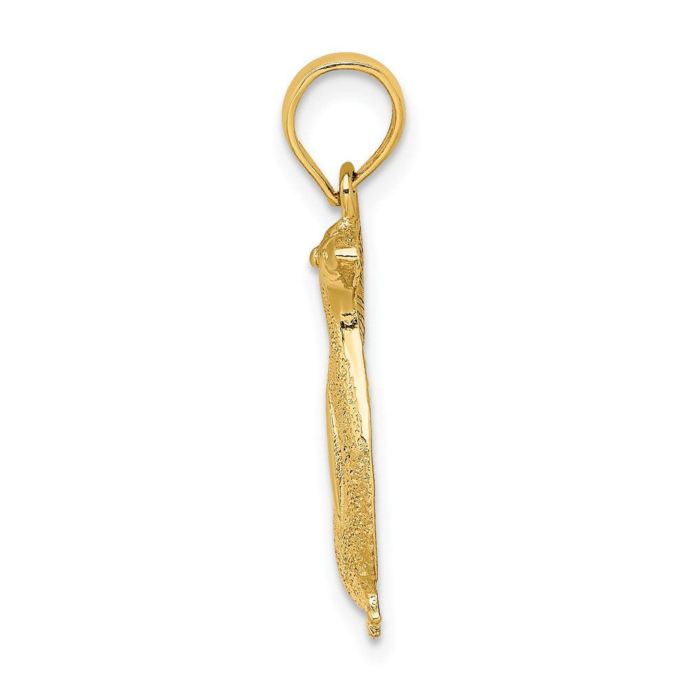 14K Gelbgold 2-D Polierter und Gravierter Pinguin-Charm