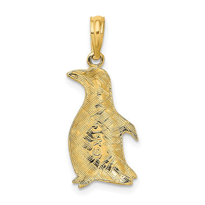 14K Gelbgold 2-D Polierter und Gravierter Pinguin-Charm
