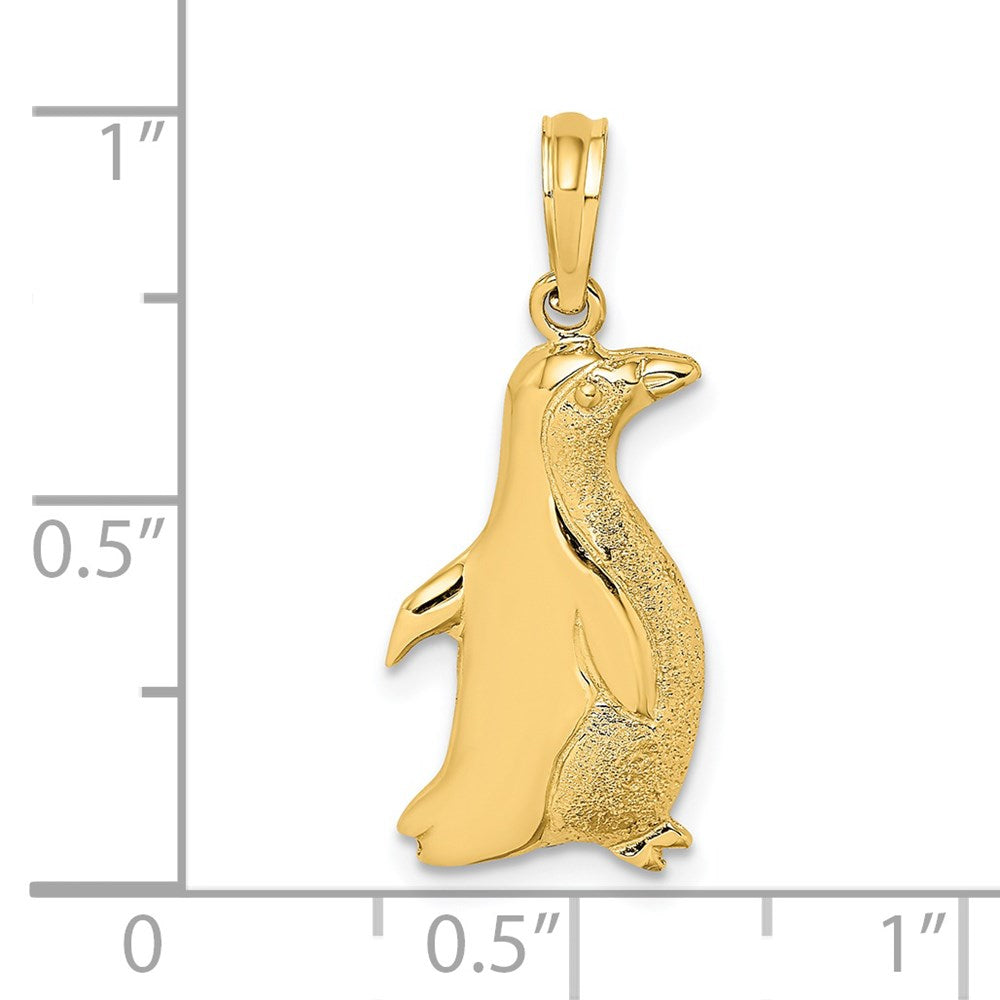 14K Gelbgold 2-D Polierter und Gravierter Pinguin-Charm