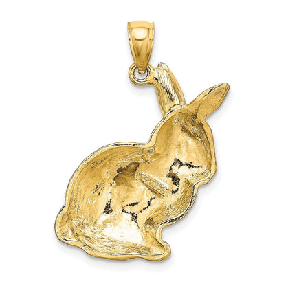 14K Gelbgold Charm „Sitzender Hase“ mit strukturierter Oberfläche