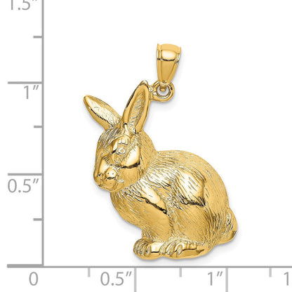 14K Gelbgold Charm „Sitzender Hase“ mit strukturierter Oberfläche