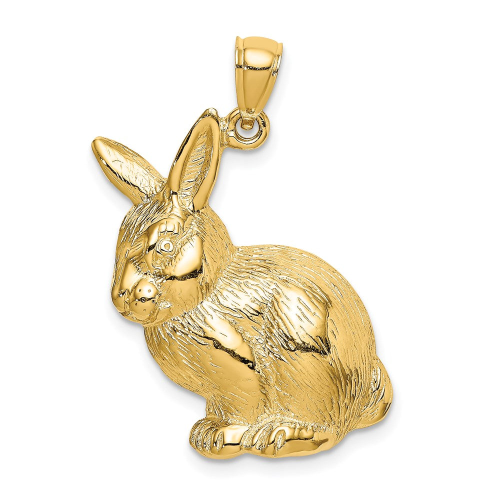 14K Gelbgold Charm „Sitzender Hase“ mit strukturierter Oberfläche