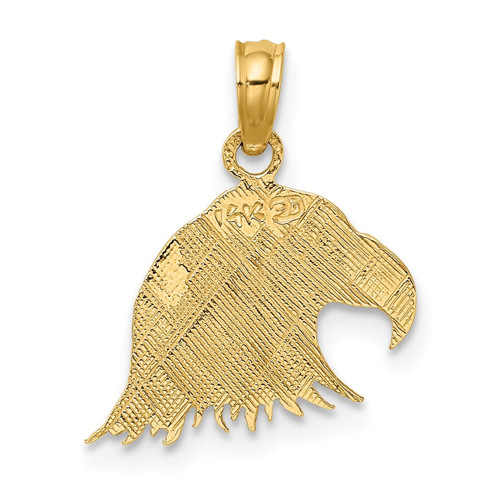 14K Gelbgold Graviert Flach Adler Kopf Charm