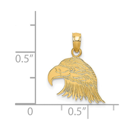 14K Gelbgold Graviert Flach Adler Kopf Charm