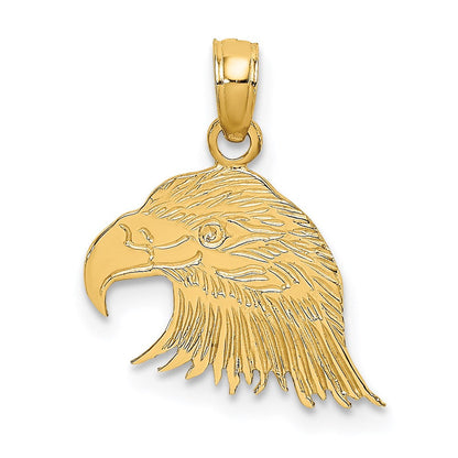 14K Gelbgold Graviert Flach Adler Kopf Charm