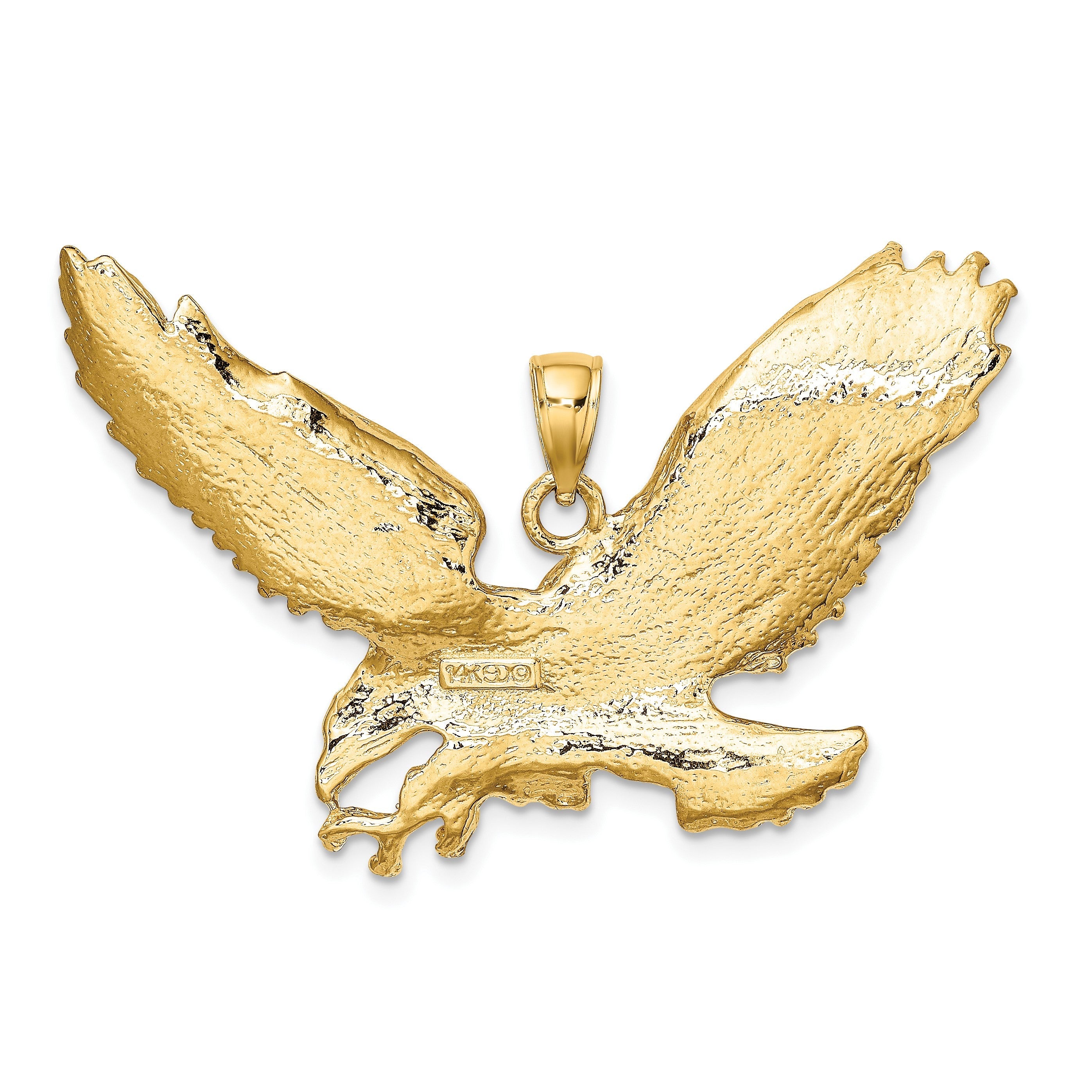 14K Gelbgold Adler-Charm mit Schnabel berührt Krallen