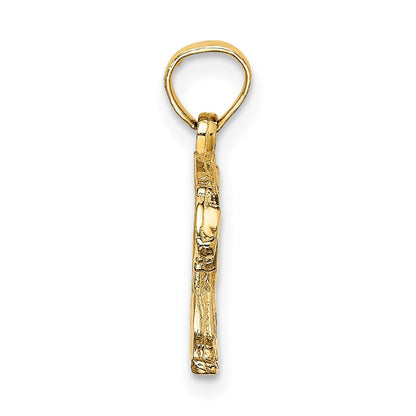 14K Gelbgold Bär-Charm mit strukturierter Oberfläche