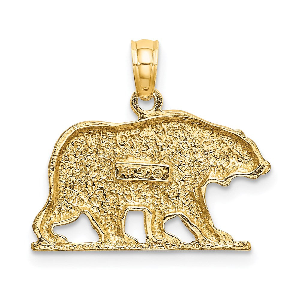 14K Gelbgold Bär-Charm mit strukturierter Oberfläche