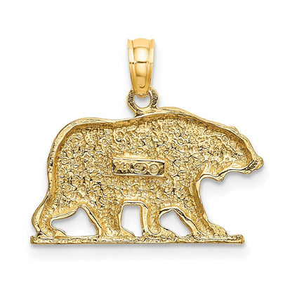 14K Gelbgold Bär-Charm mit strukturierter Oberfläche