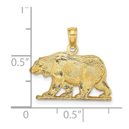 14K Gelbgold Bär-Charm mit strukturierter Oberfläche
