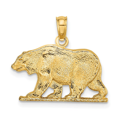 14K Gelbgold Bär-Charm mit strukturierter Oberfläche