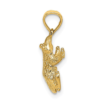 14K Gelbgold 2D-strukturierter Frosch-Charm mit Draufsicht