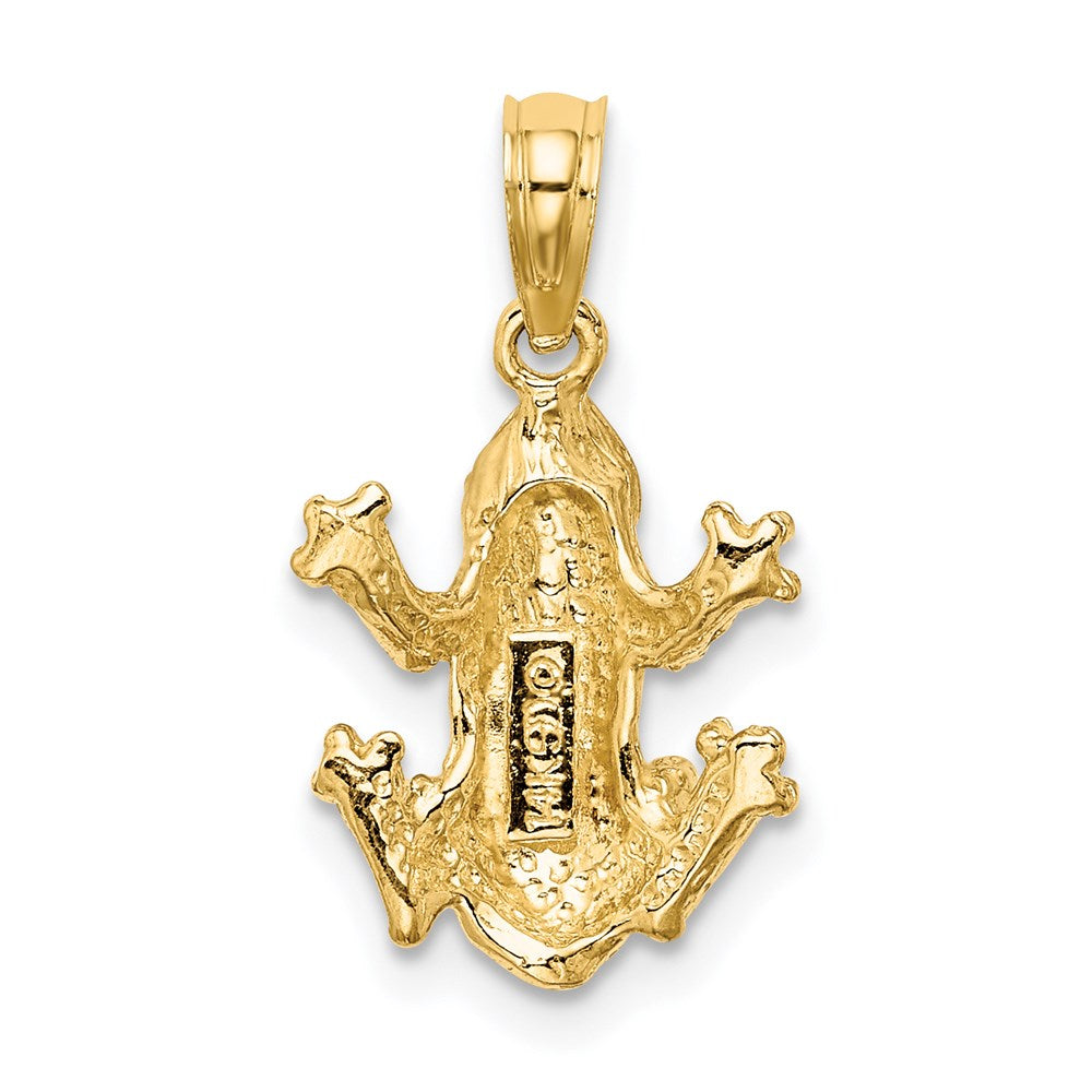 14K Gelbgold 2D-strukturierter Frosch-Charm mit Draufsicht