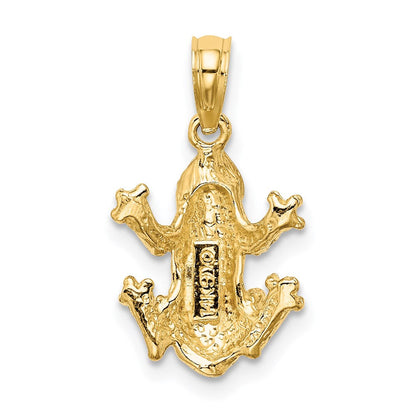 14K Gelbgold 2D-strukturierter Frosch-Charm mit Draufsicht