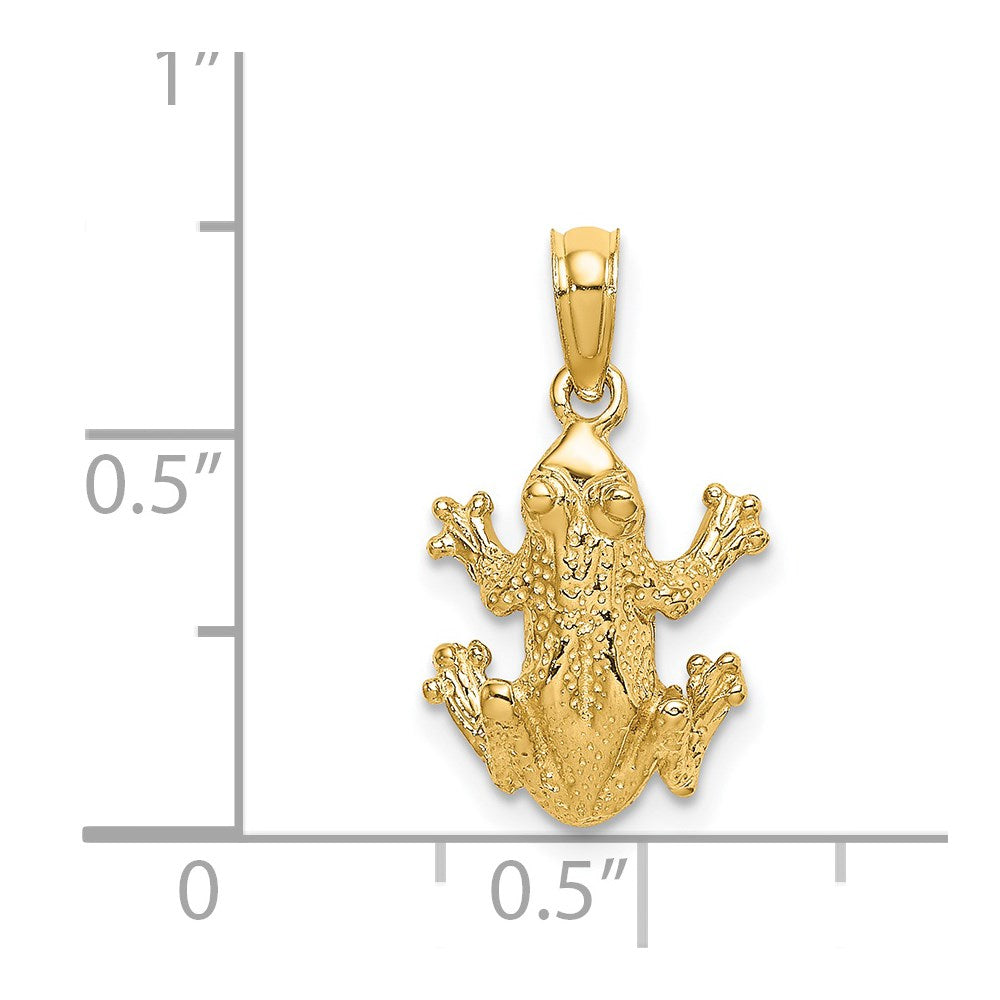 14K Gelbgold 2D-strukturierter Frosch-Charm mit Draufsicht