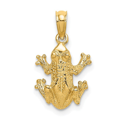 14K Gelbgold 2D-strukturierter Frosch-Charm mit Draufsicht