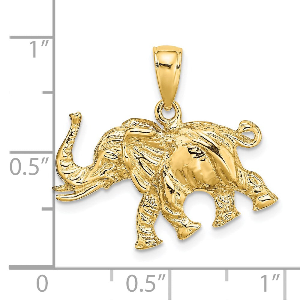 14 Karat Gelbgold 3-D-Elefantenprofil-Charm mit Stoßzahn