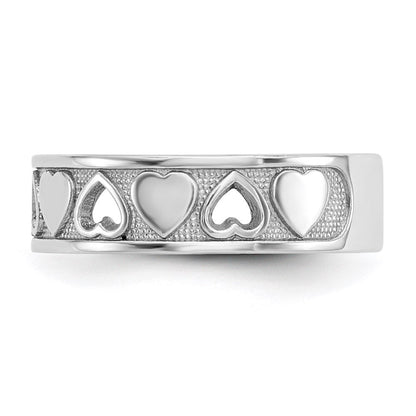 14K Weißgold Herzring