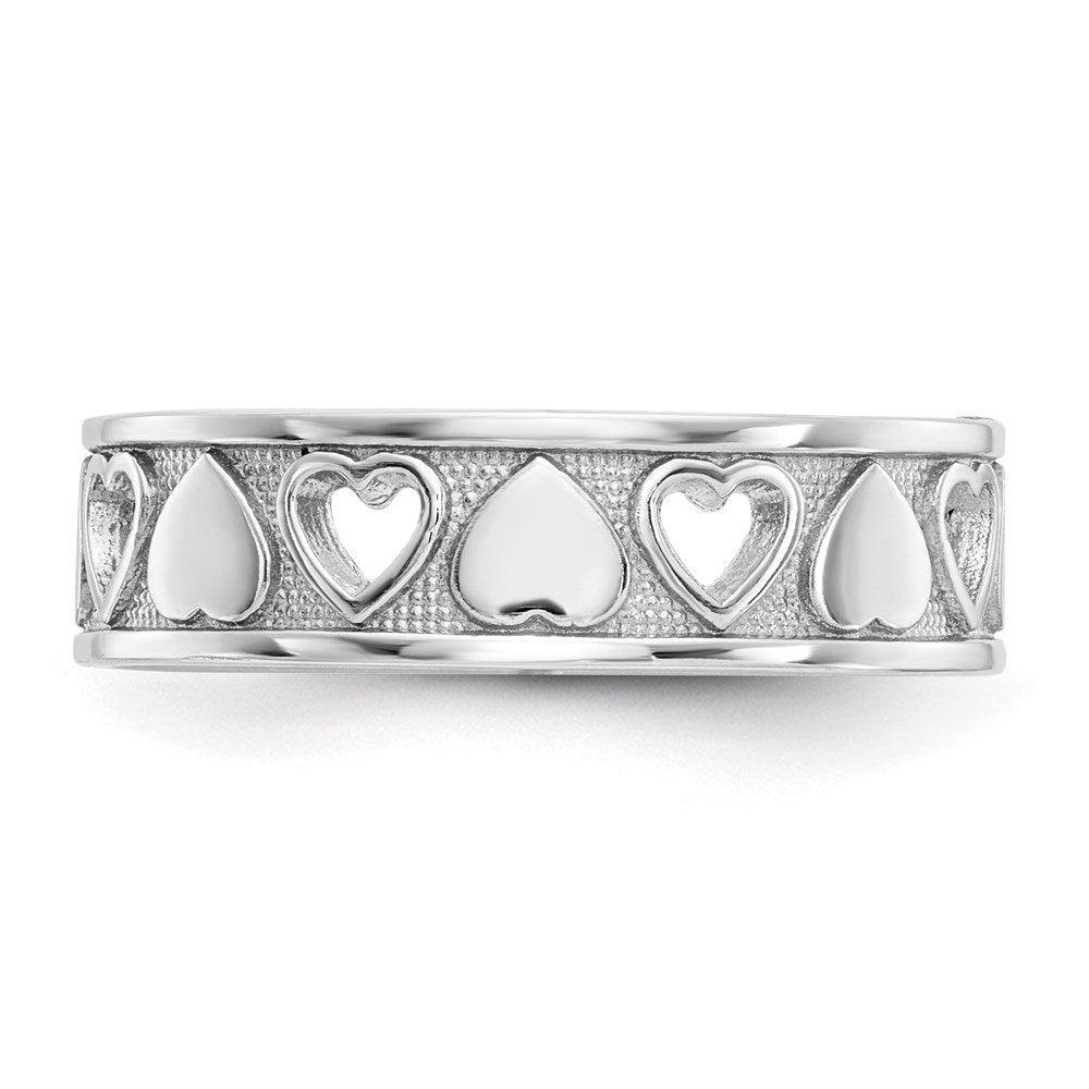 14K Weißgold Herzring
