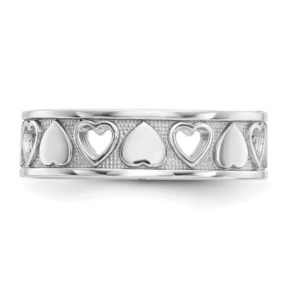 14K Weißgold Herzring