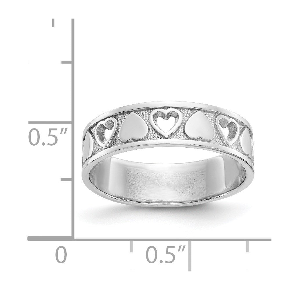14K Weißgold Herzring