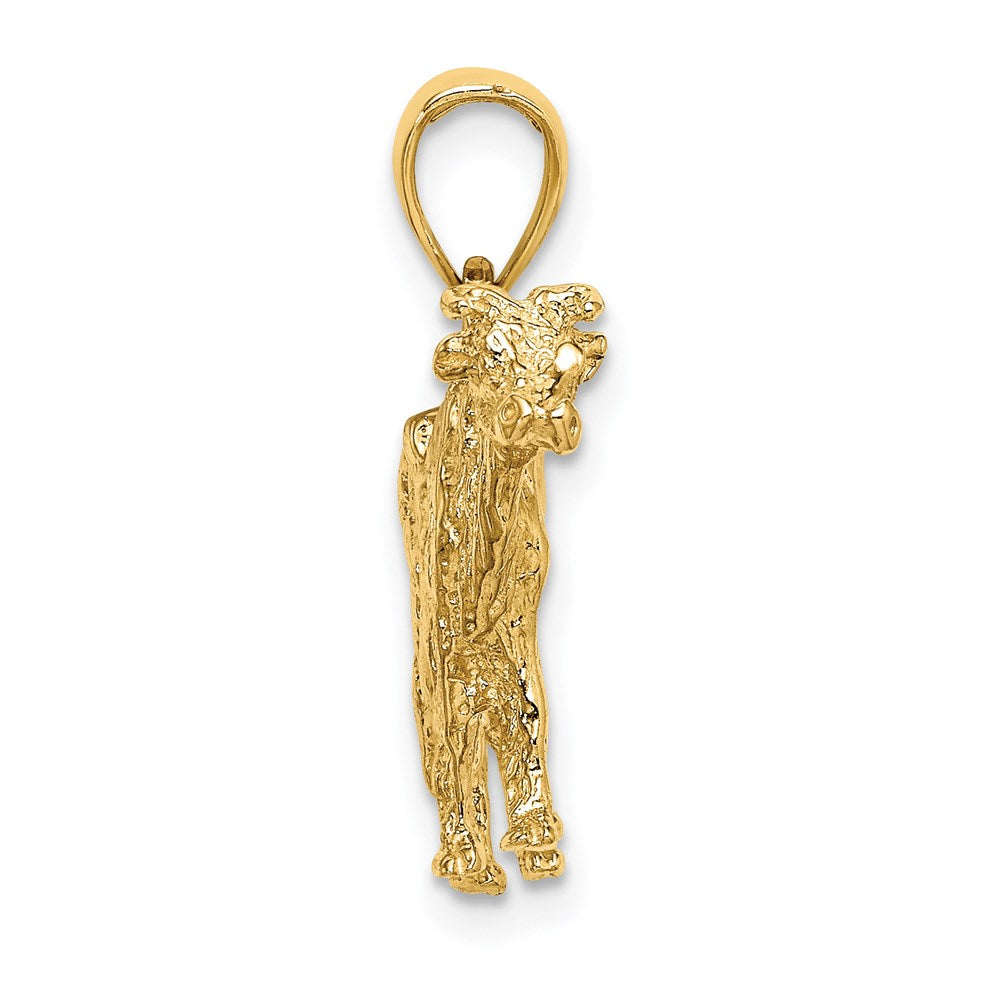 14K Gelbgold 3-D Kuh-Charm