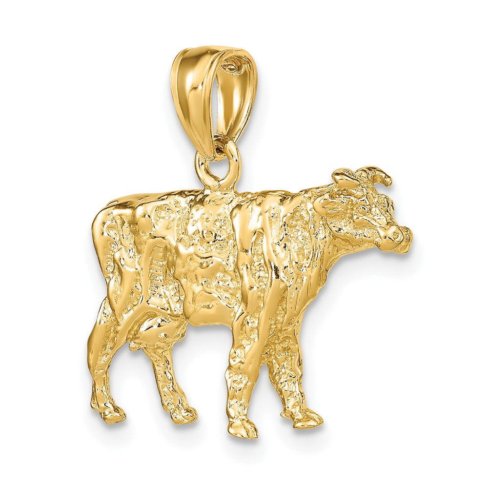 14K Gelbgold 3-D Kuh-Charm