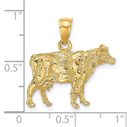 14K Gelbgold 3-D Kuh-Charm