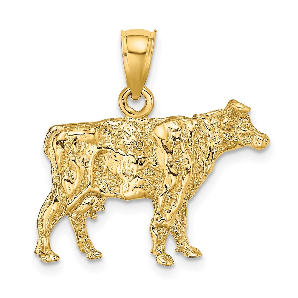 14K Gelbgold 3-D Kuh-Charm
