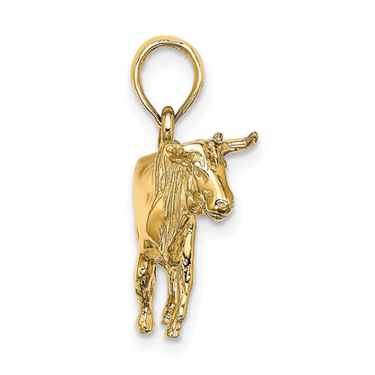 14K Gelbgold 3-D Stier-Charm mit Hörnern