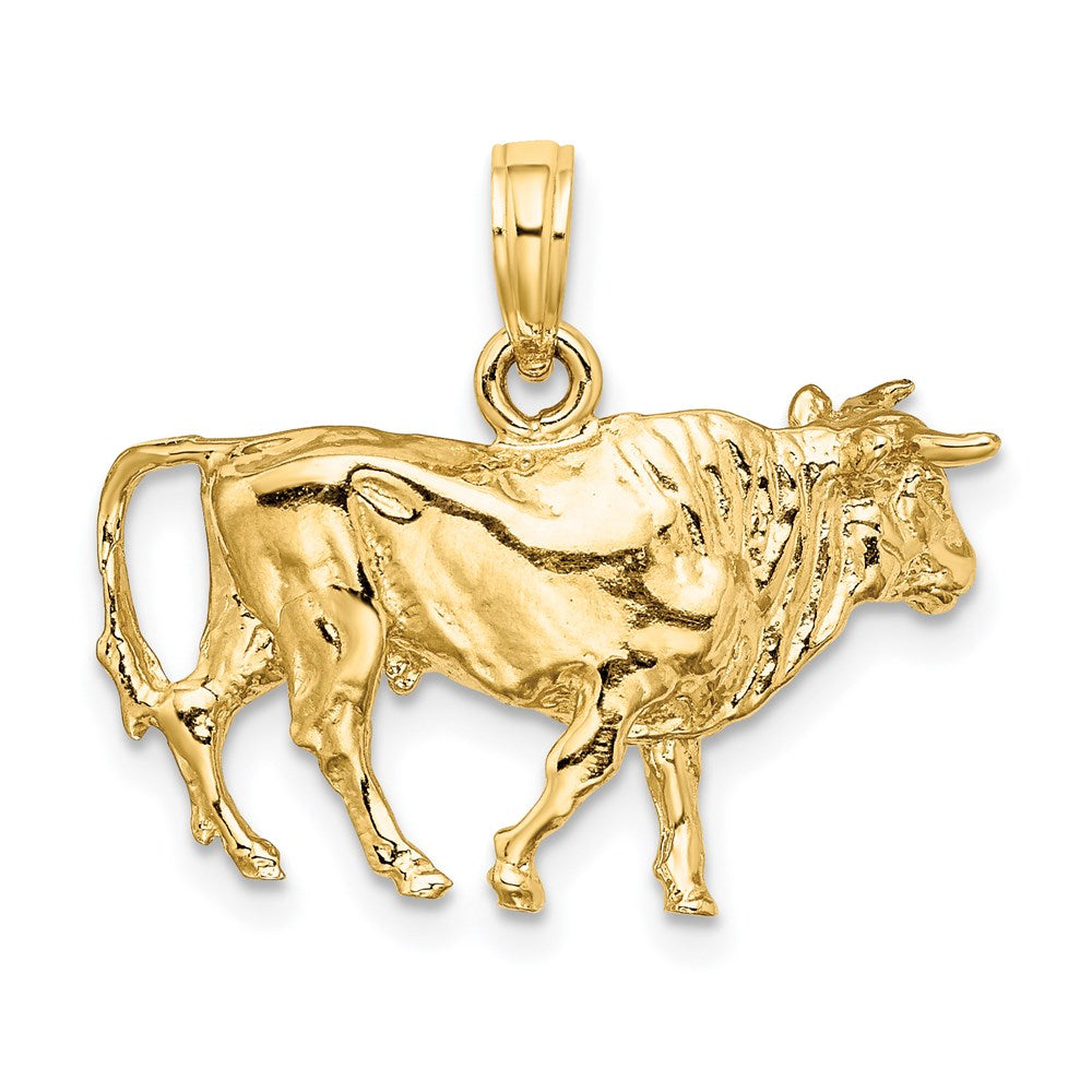 14K Gelbgold 3-D Stier-Charm mit Hörnern