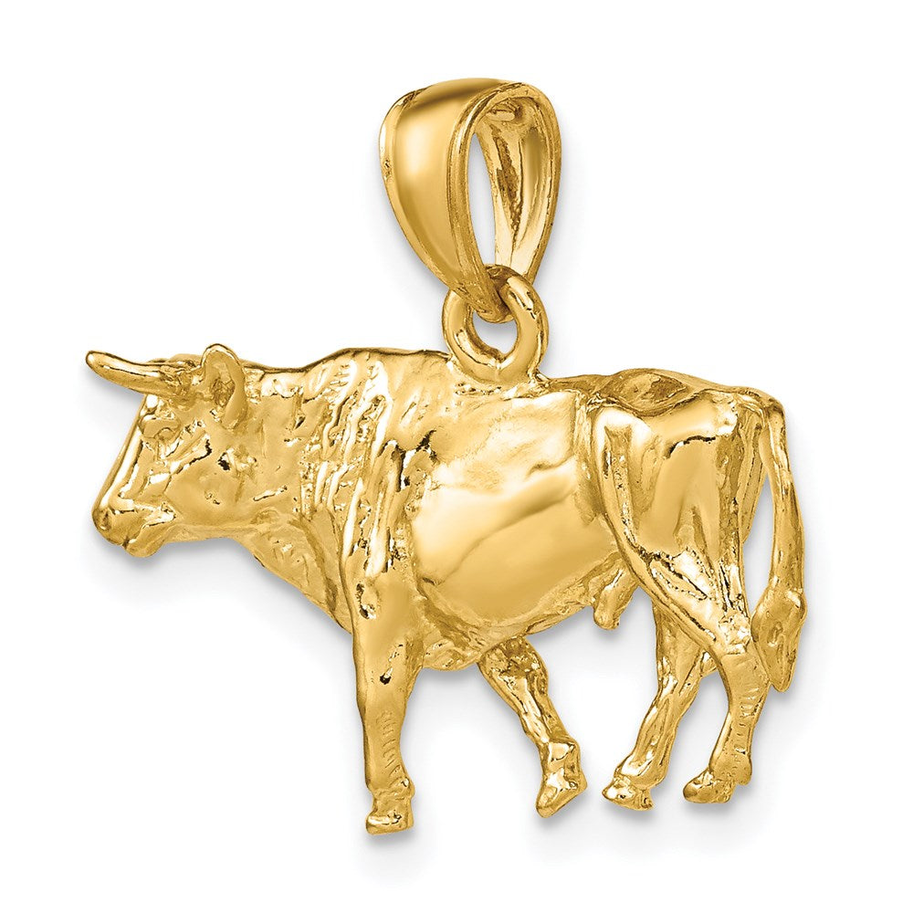 14K Gelbgold 3-D Stier-Charm mit Hörnern