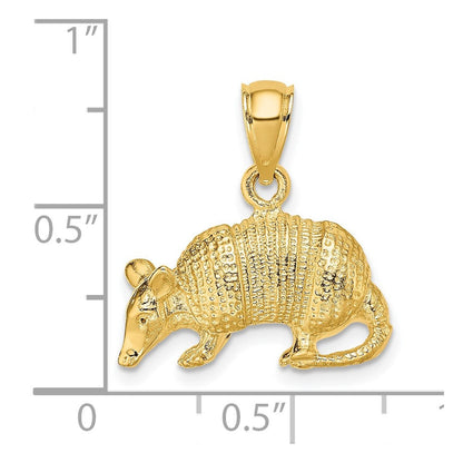 14K Gelbgold 3-D-Gürteltier-Charm