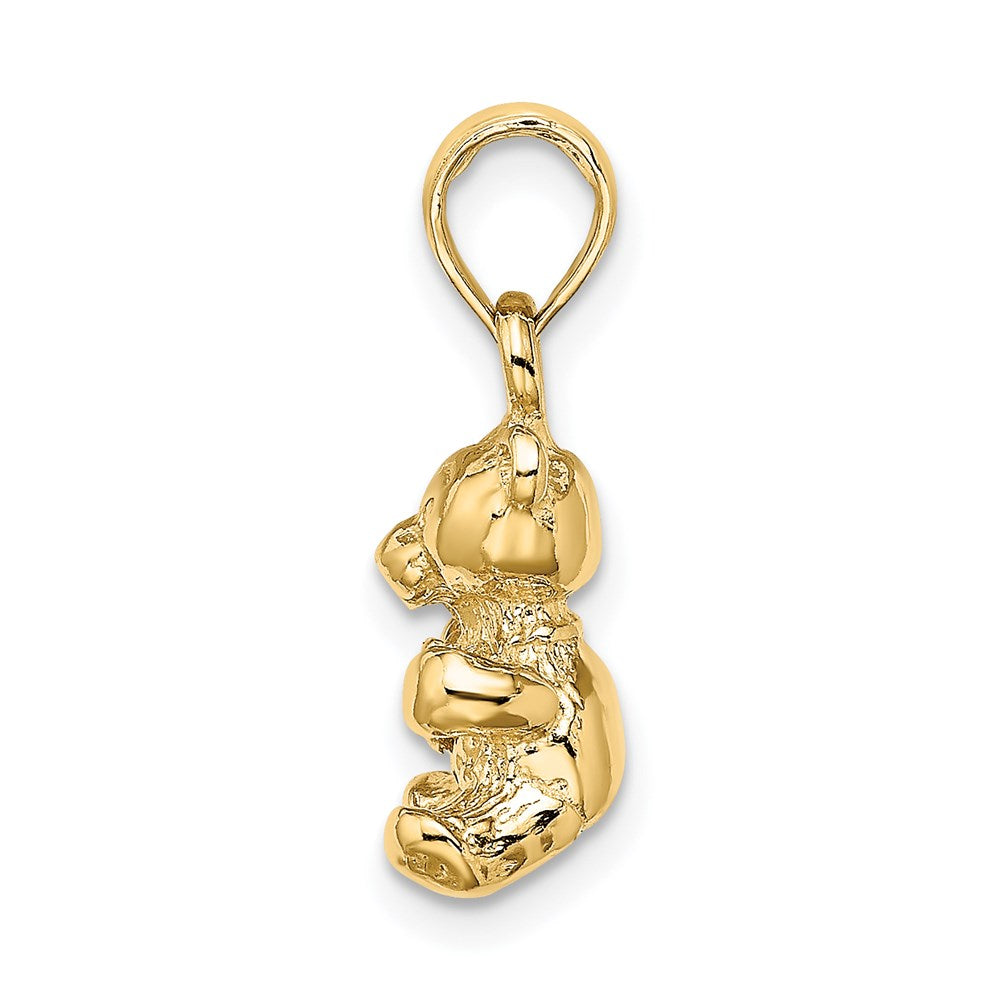 14K Gelbgold 3-D Teddybär-Charm mit Fliege