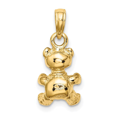 14K Gelbgold 3-D Teddybär-Charm mit Fliege