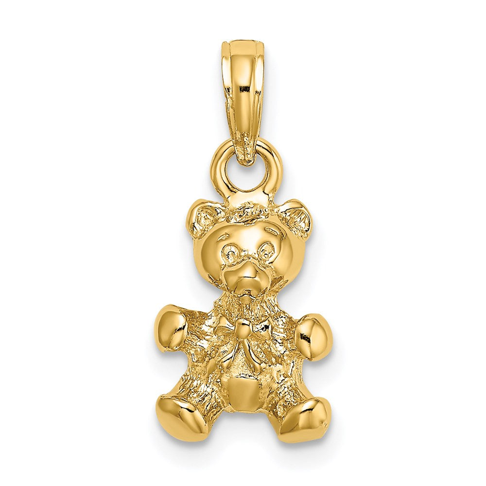14K Gelbgold 3-D Teddybär-Charm mit Fliege