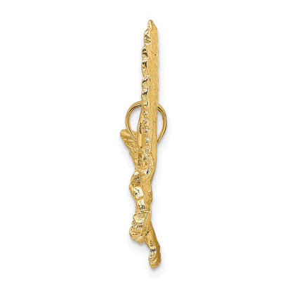 14K Gelbgold Adler-Charm mit Schnabel, der die Krallen berührt