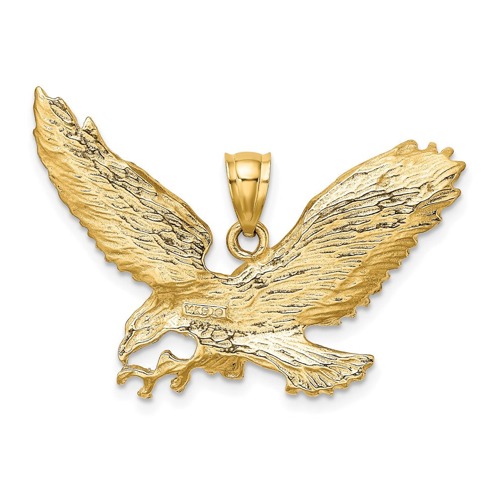 14K Gelbgold Adler-Charm mit Schnabel, der die Krallen berührt
