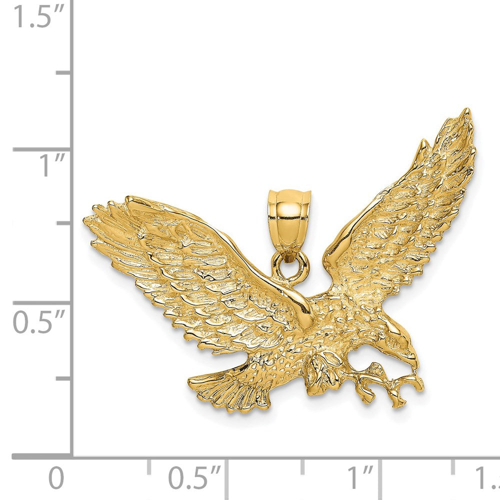 14K Gelbgold Adler-Charm mit Schnabel, der die Krallen berührt