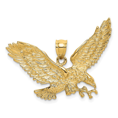 14K Gelbgold Adler-Charm mit Schnabel, der die Krallen berührt