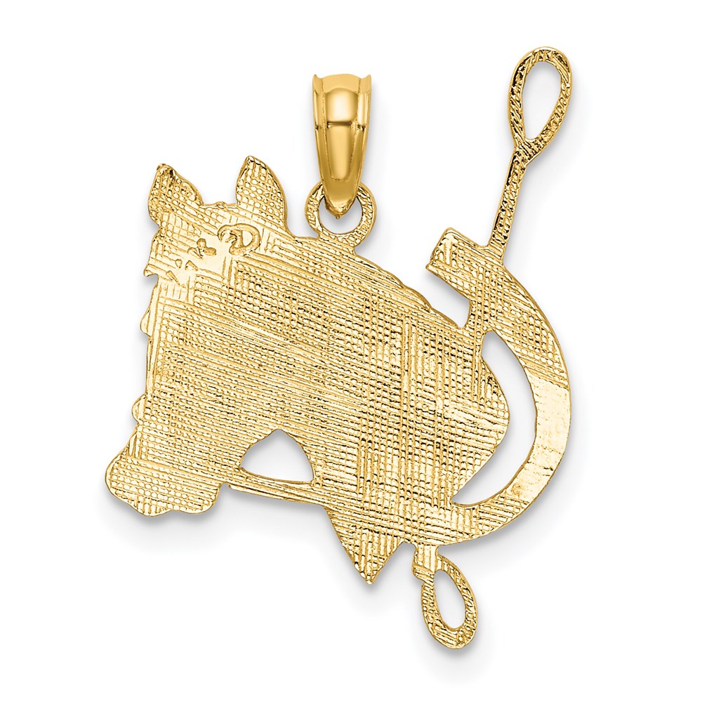 14K Gelbgold Strukturiert Pferd Kopf und Schuh Charm