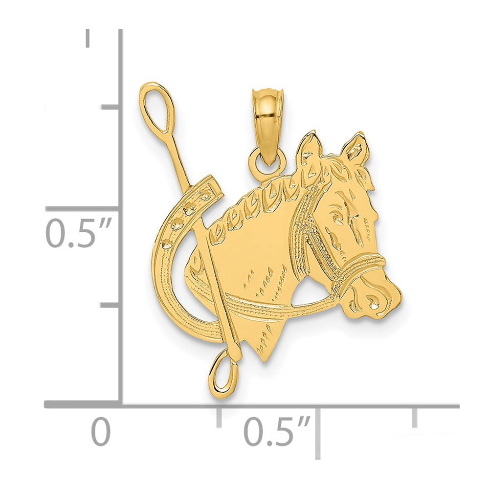 14K Gelbgold Strukturiert Pferd Kopf und Schuh Charm