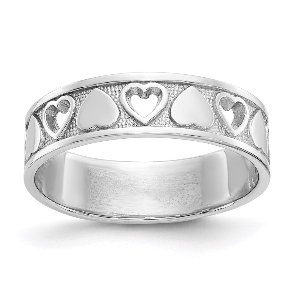 14K Weißgold Herzring