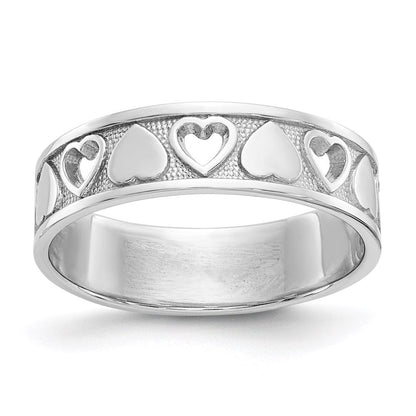 14K Weißgold Herzring